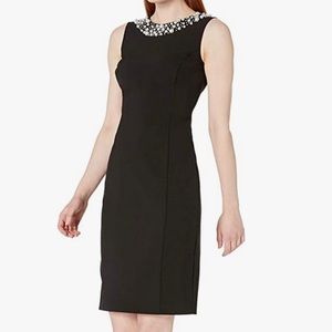 Calvin Klein | Gray Sheath Dress with Pearl Details | Size OP (NWOT)